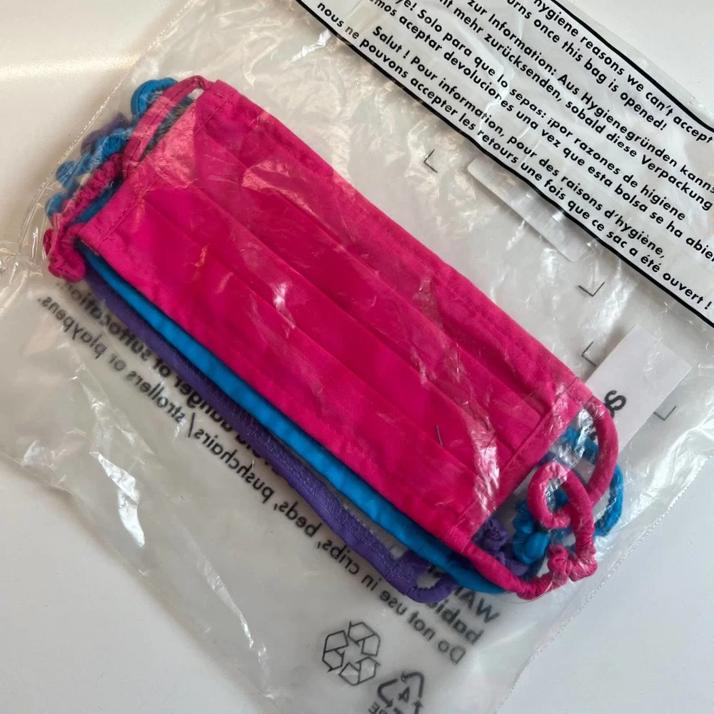 ASOS DESIGN Pack of 3 — 100% Cotton Bright Color Face Masks Elastic NEW + SEALED